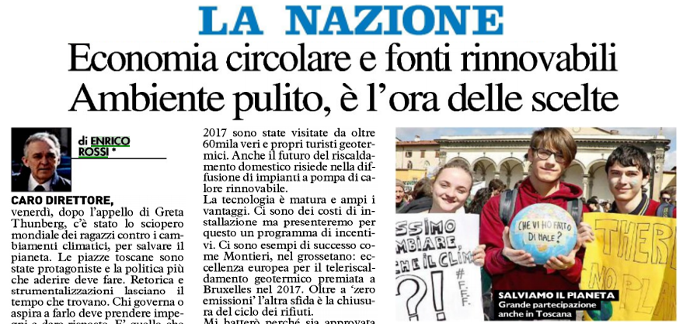 Clima, gli impegni di Enrico Rossi dopo lo sciopero mondiale dei ragazzi