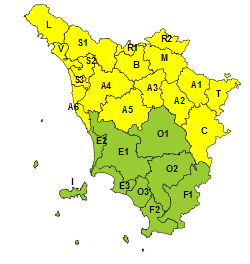 Codice giallo per temporali in Toscana fino alle 20 del 17 settembre