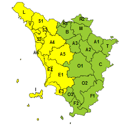 Codice giallo per pioggia e temporali giovedì 10 novembre 