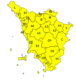 Rischio temporali, prorogato 'codice giallo' su tutta la Toscana