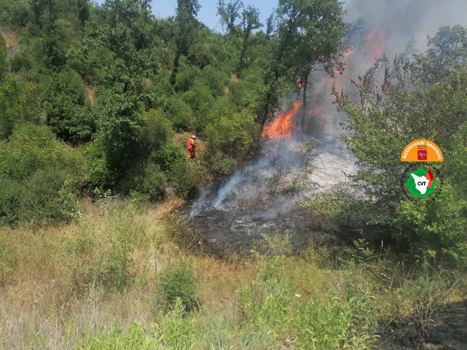 Incendio in corso a Manciano (Gr), in azione 2 elicotteri e squadre di terra