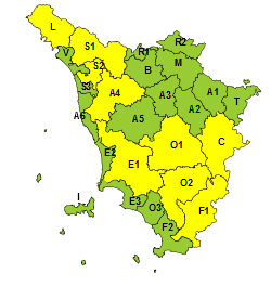 Meteo, codice giallo esteso fino a lunedì mattina