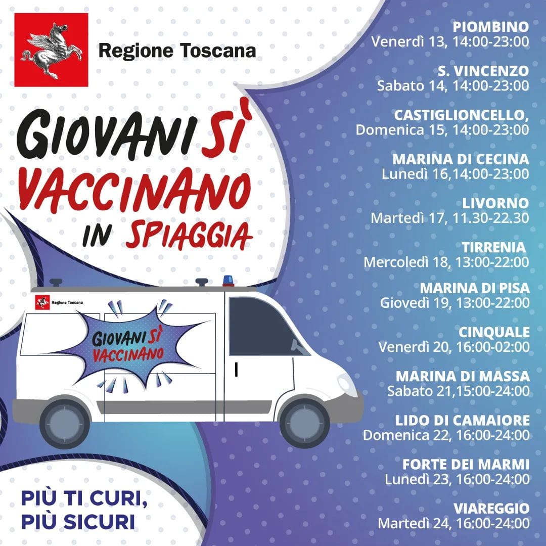 Vaccini in spiaggia, dal 13 agosto le nuove tappe della costa nord ovest
