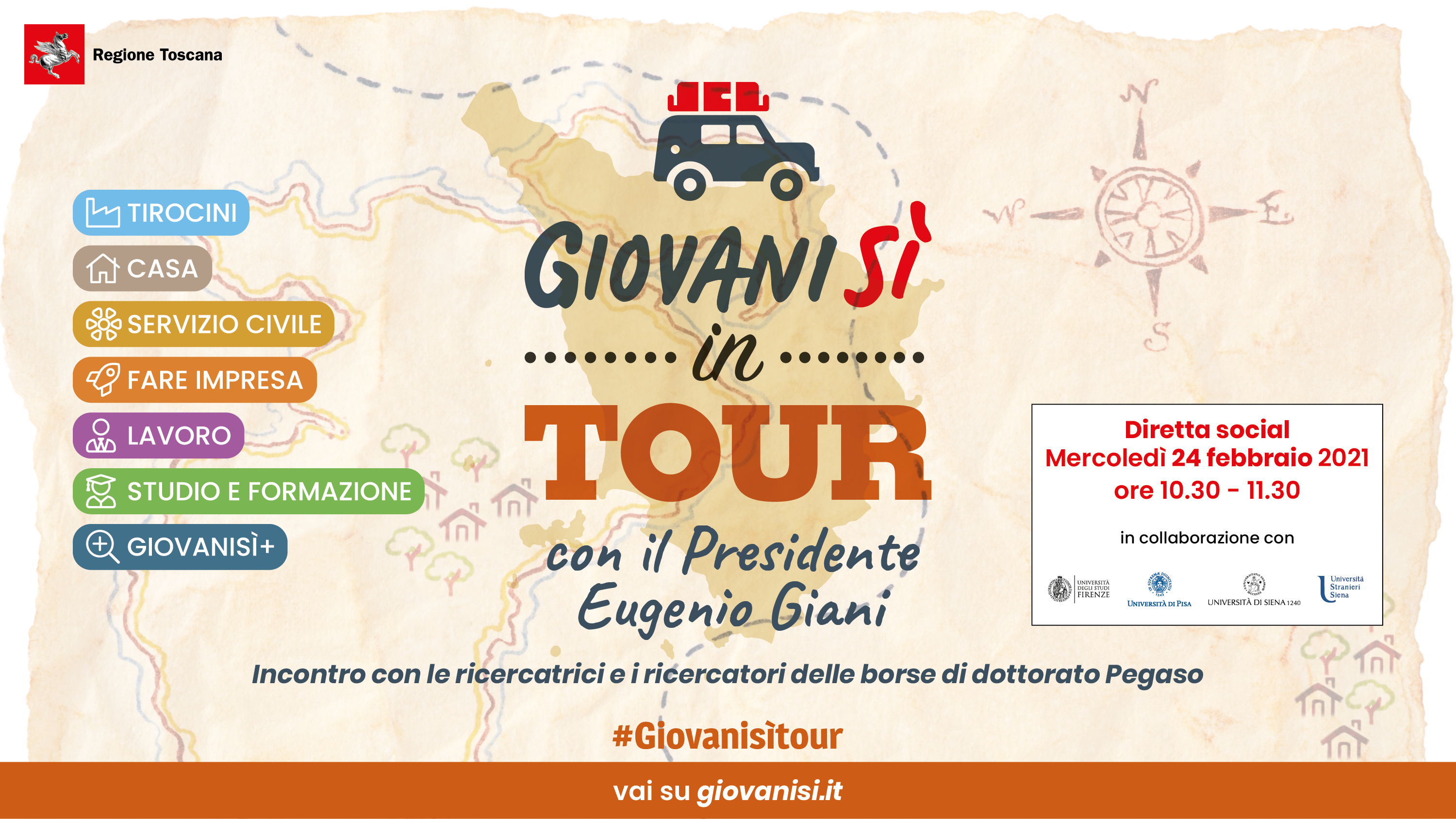 Il presidente Giani in tour con Giovanisì: prima tappa con diretta social il 24/2