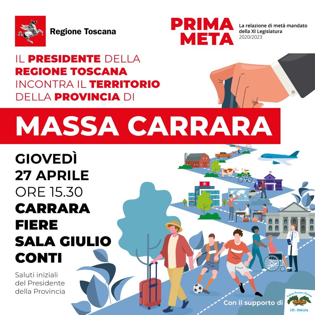 Metà mandato, giovedì 27 aprile Giani a Carrara incontra il territorio 