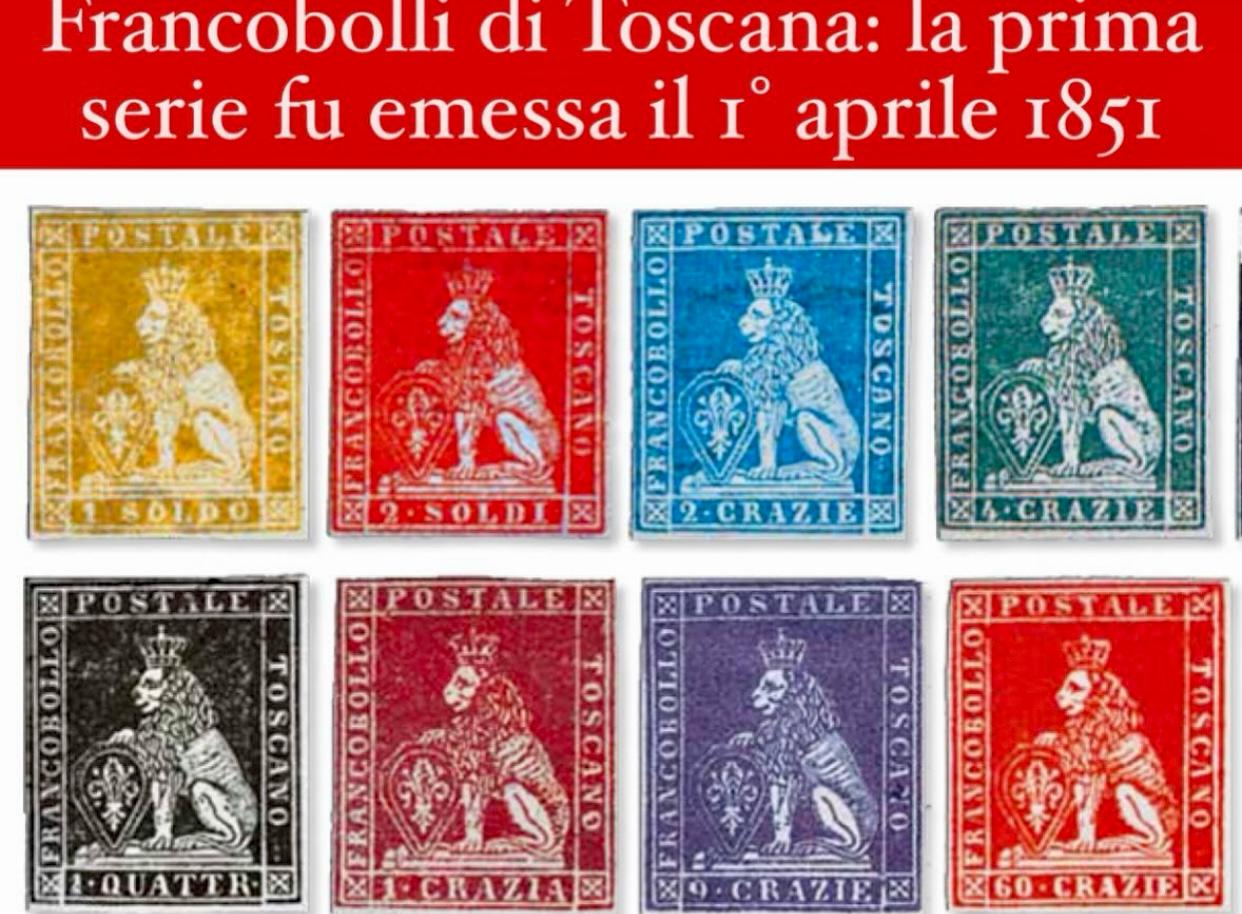 Anniversario dei Francobolli di Toscana: la prima serie emessa il 1 aprile 1851