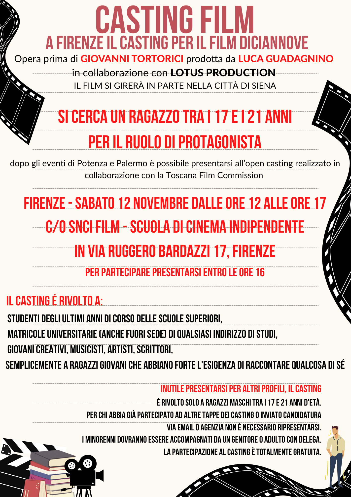 Casting a Firenze per il film  “Diciannove” di Giovanni Tortorici