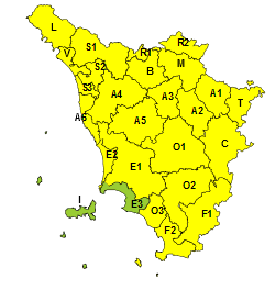 Codice giallo per pioggia e temporali fino a mezzanotte di mercoledì 23 settembre