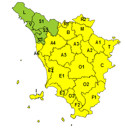Maltempo, codice giallo esteso a buona parte della Toscana 