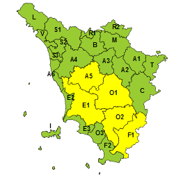 Maltempo, codice giallo per il centro-sud della Toscana fino a domenica alle 20