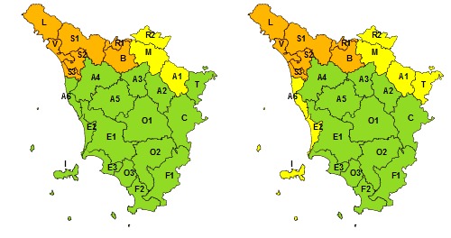 Piogge e temporali, codice arancione sulla Toscana nord-occidentale