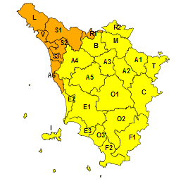 Maltempo, codice arancione dalle 18 di sabato per temporali sul nord ovest della Toscana