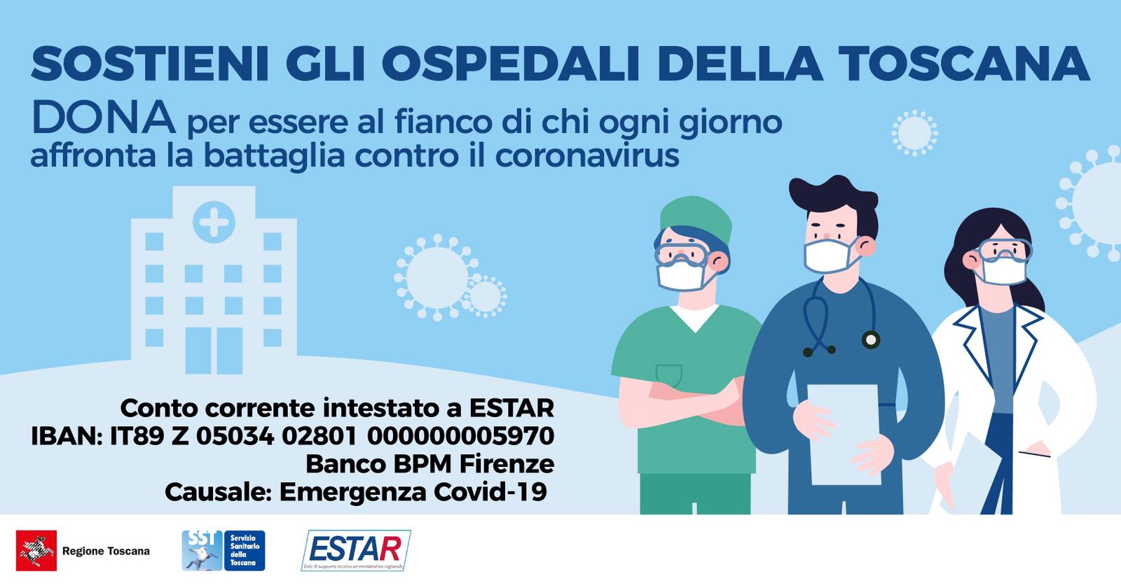 Immagine Coronavirus, la campagna donazioni per sostenere ospedali toscani