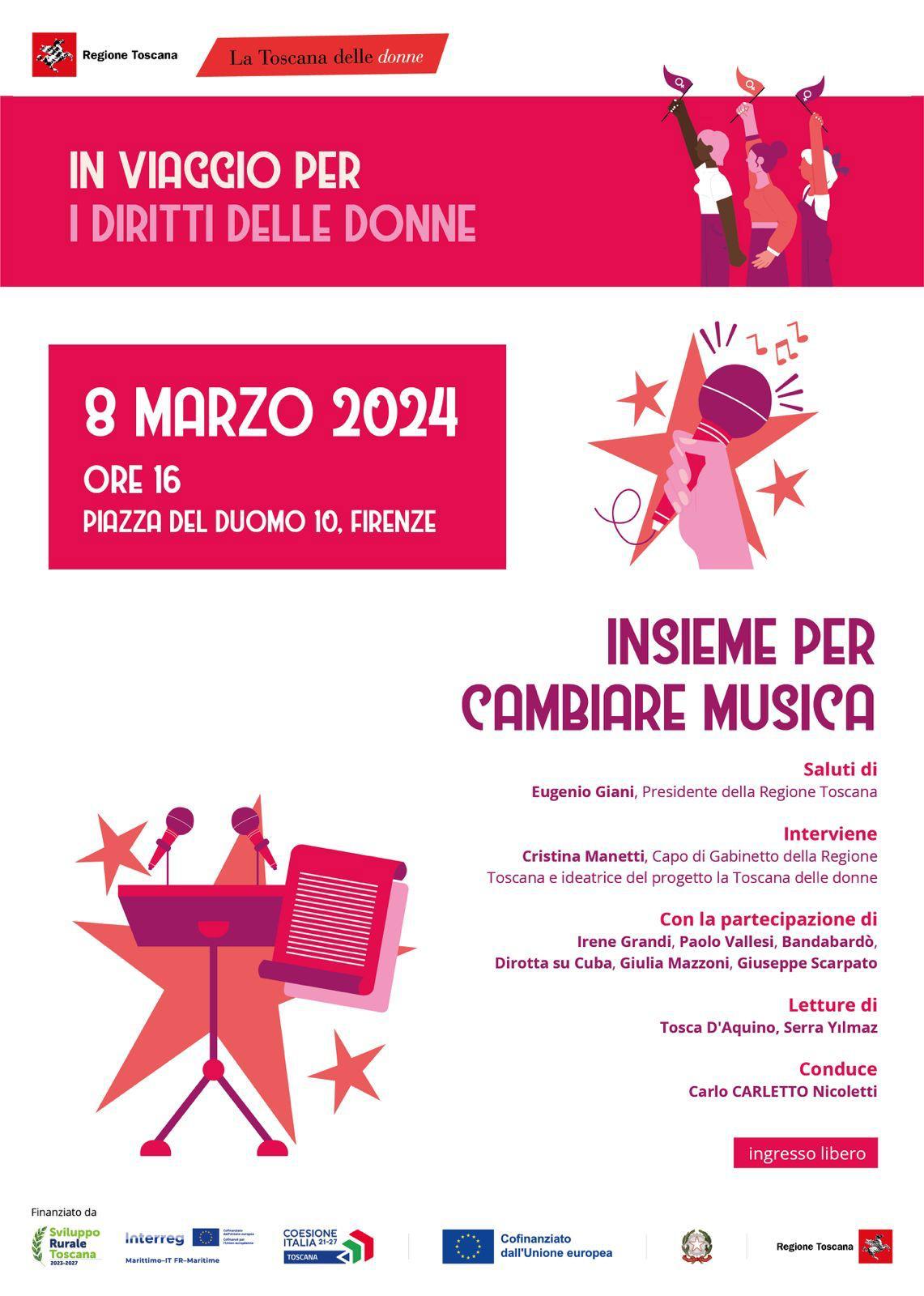 L’8 marzo “Insieme per cambiare musica” con La Toscana delle donne