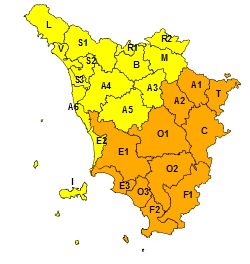 Piogge e temporali, sabato 10 dicembre codice arancione per la Toscana centro-sud