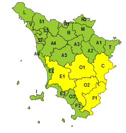 Codice giallo per temporali forti esteso fino alla serata di oggi, lunedÃ¬