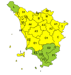 Codice giallo per vento dalla mezzanotte di stasera alla mezzanotte di venerdì 1 maggio