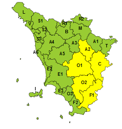 Maltempo, codice giallo fino alle 22 di martedì 13 per temporali forti in Toscana centro-sud