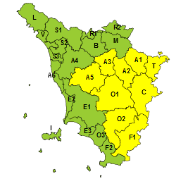 Maltempo, codice giallo per temporali forti dalle 14 alle 20 di oggi, giovedì 14 settembre