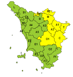 Codice giallo per temporali forti nelle aree interne e appenniniche