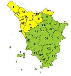 Maltempo, codice giallo per rischio idrogeologico nelle zone nord-occidentali