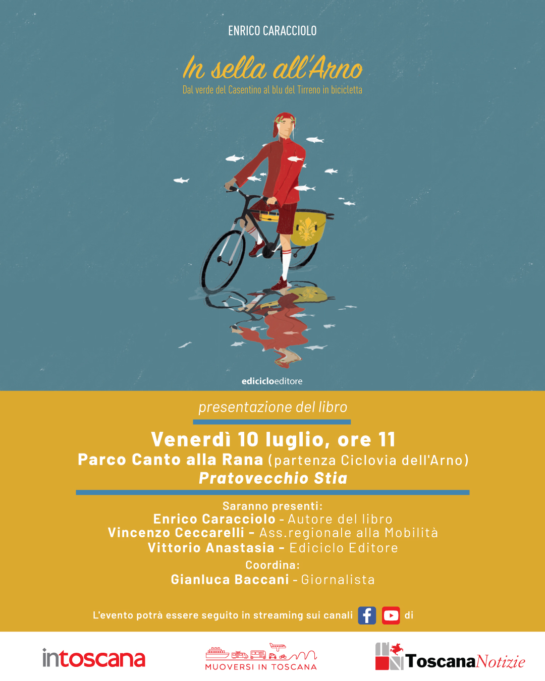 Ciclovia dell'Arno, conferenza stampa in Casentino. Segui la diretta streaming