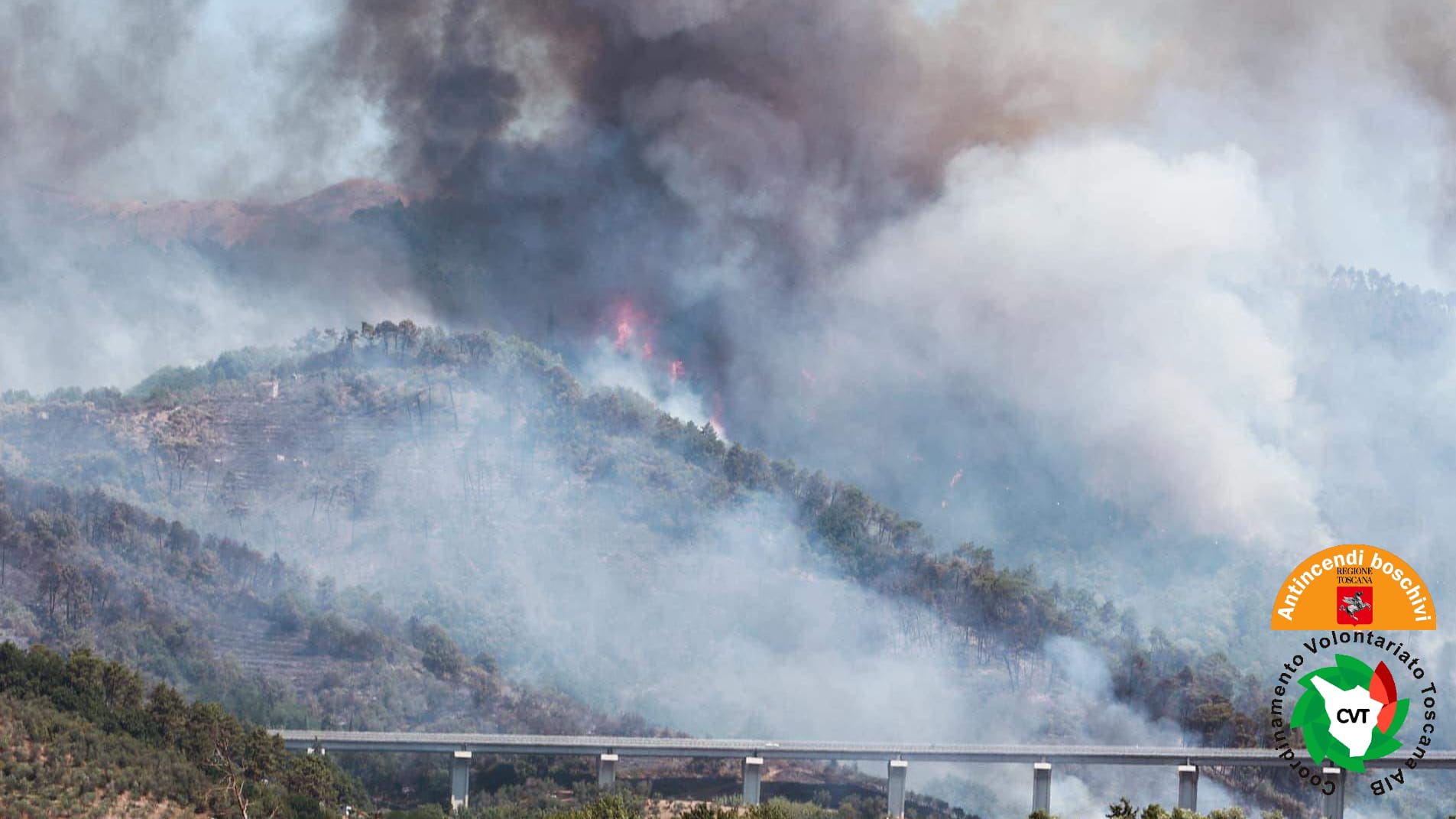 Rogo di Massarosa ancora in corso, l’obiettivo è stabilizzare l’incendio nella giornata