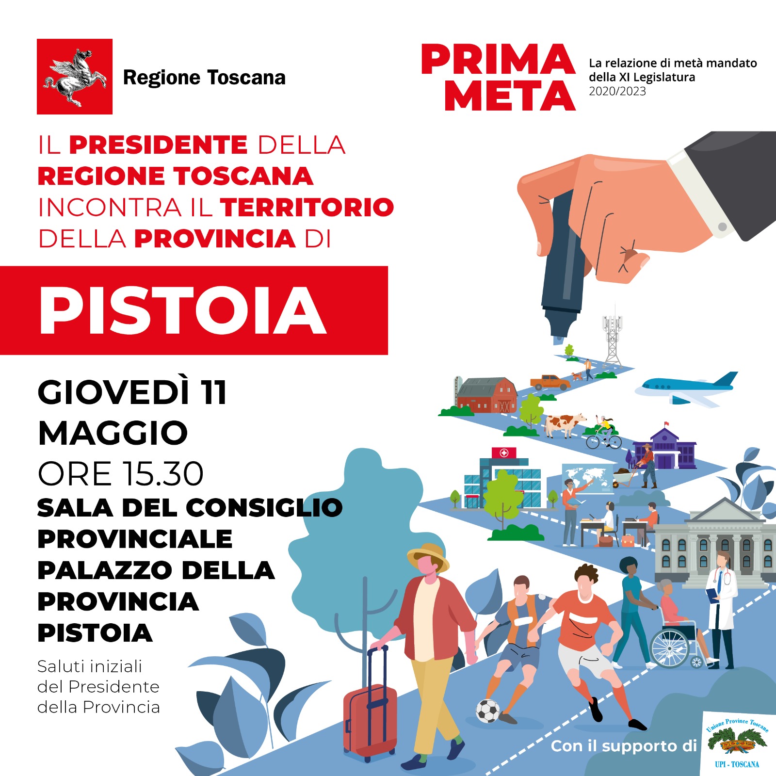 Metà mandato: domani giovedì 11 il presidente Giani a Pistoia