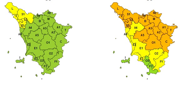 Pioggia e vento in arrivo sulla Toscana, allerta arancio su gran parte della regione