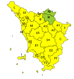 Codice giallo per pioggia esteso fino alle 14 di domani, lunedì 20 maggio