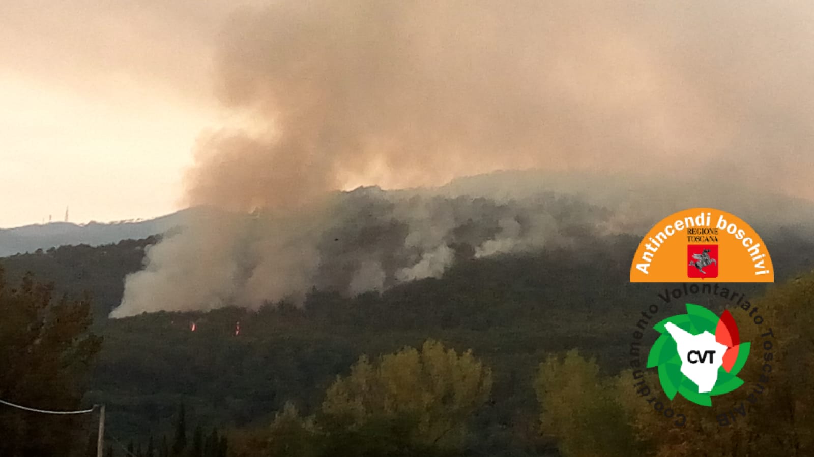 Incendi, brucia da stanotte pineta nel comune di Capannori. Sul posto 2 Canadair e 1 elicottero