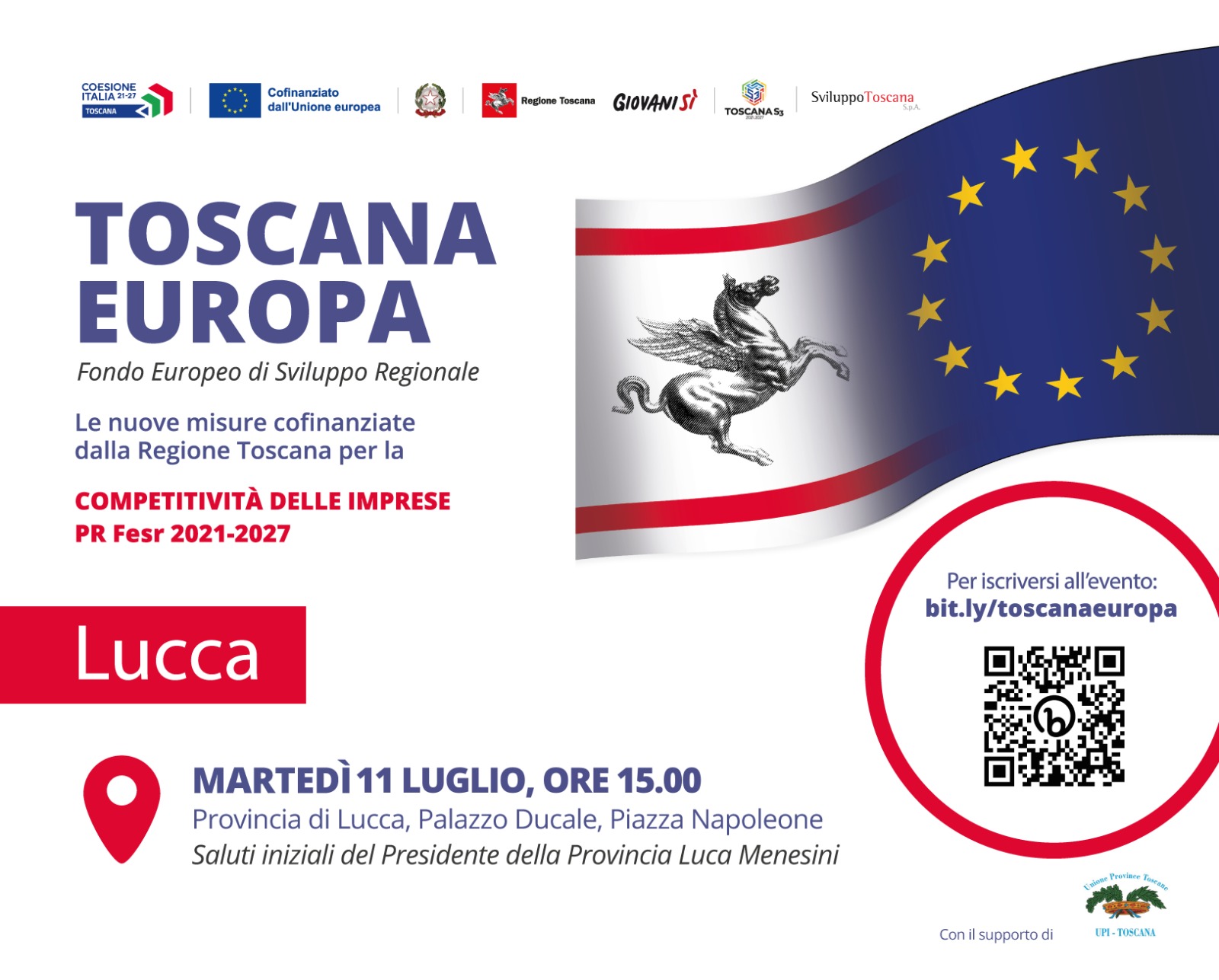 Fesr 2021-27, martedì 11 luglio a Lucca ultima tappa giro presentazione misure per imprese