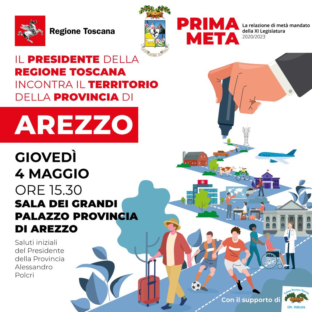 Metà mandato, giovedì 4 maggio il presidente Giani ad Arezzo