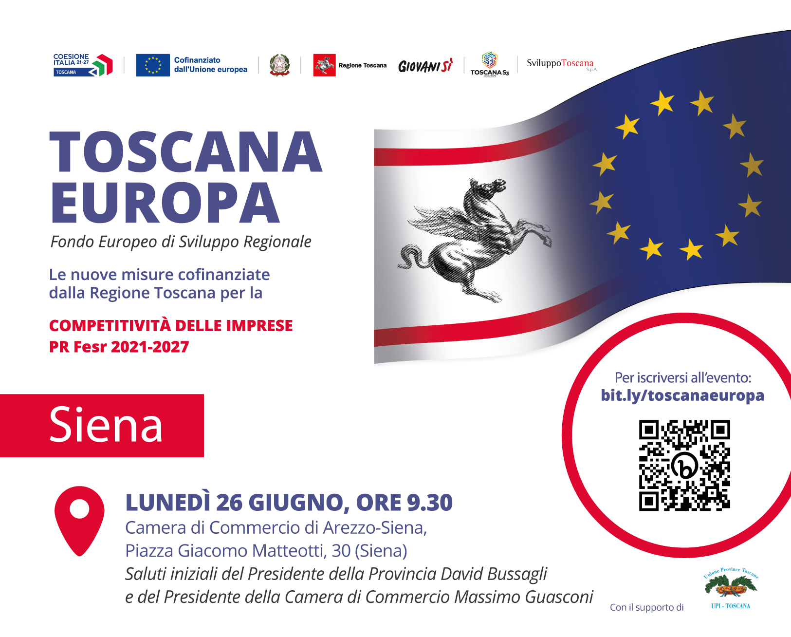 Fesr 2021-27, il 26 giugno a Siena presentazione misure per le imprese