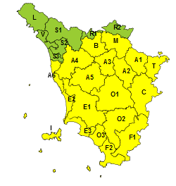 Vento, codice giallo in Toscana fino a domani 26 febbraio