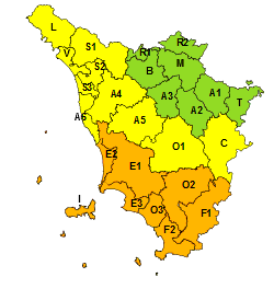 Temporali forti, codice arancione nel sud Toscana dalle 10 fino alla mezzanotte del 24 ottobre
