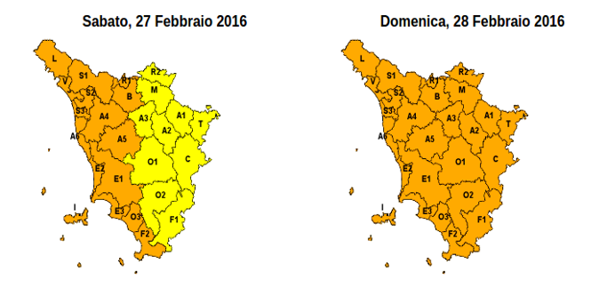 Allerta meteo, codice arancione esteso al Sud della Toscana