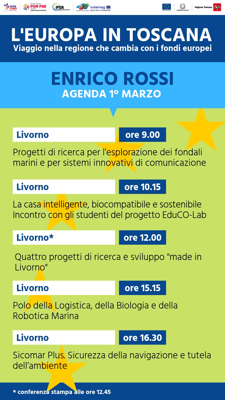 #EuropainToscana, il 1 marzo a Livorno la sesta tappa del tour del presidente Rossi